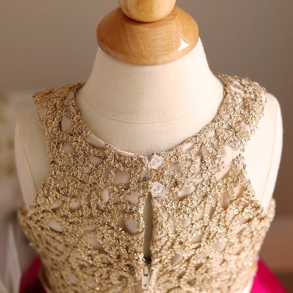 Formal Pink & Gold Dress Size 4 Flower Girl Recital Daddy/Daughter Dance NWT - Picture 5 of 7